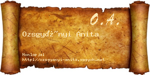 Ozsgyányi Anita névjegykártya